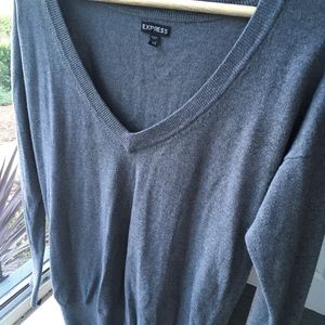 Express gray V-neck sweater